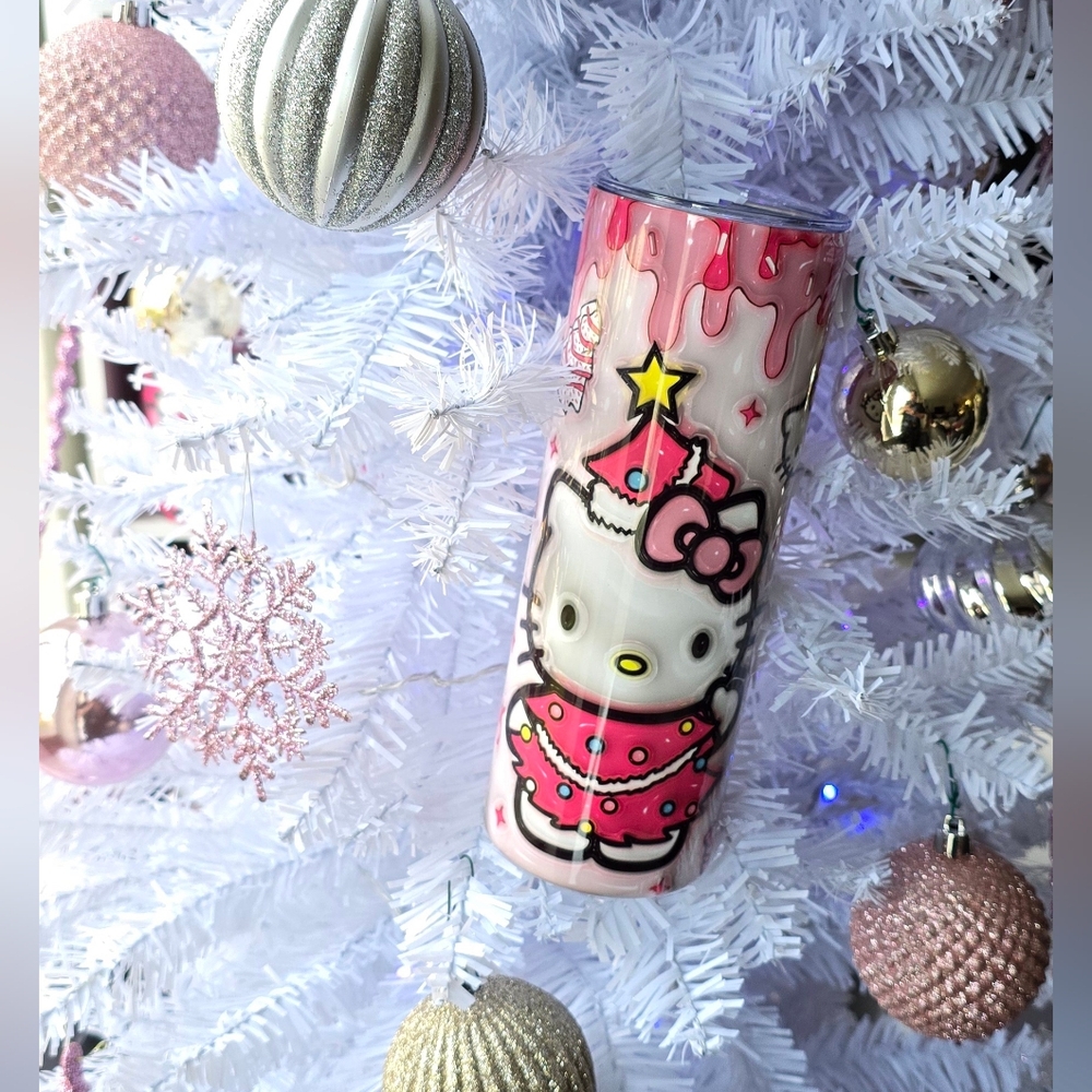 Handmade hello kitty tumbler christmas edition